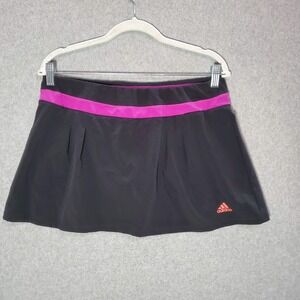 Adidas Women Skirt Medium Black Purple Skort Tennis Logo Climalite